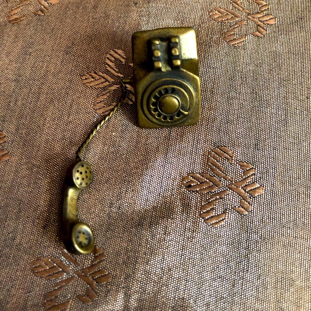 Helllooooo Vintage Brass Telephone Brooch